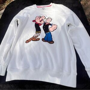 White Graphic Women's V-Neck Sweater